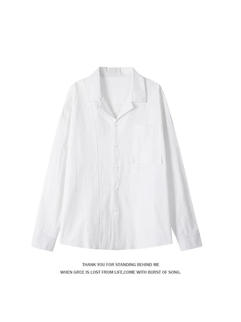 Cross-border 2026 spring new Cuban collar old money style men's loose shirt coat cotton and linen men's large size shirt fashion