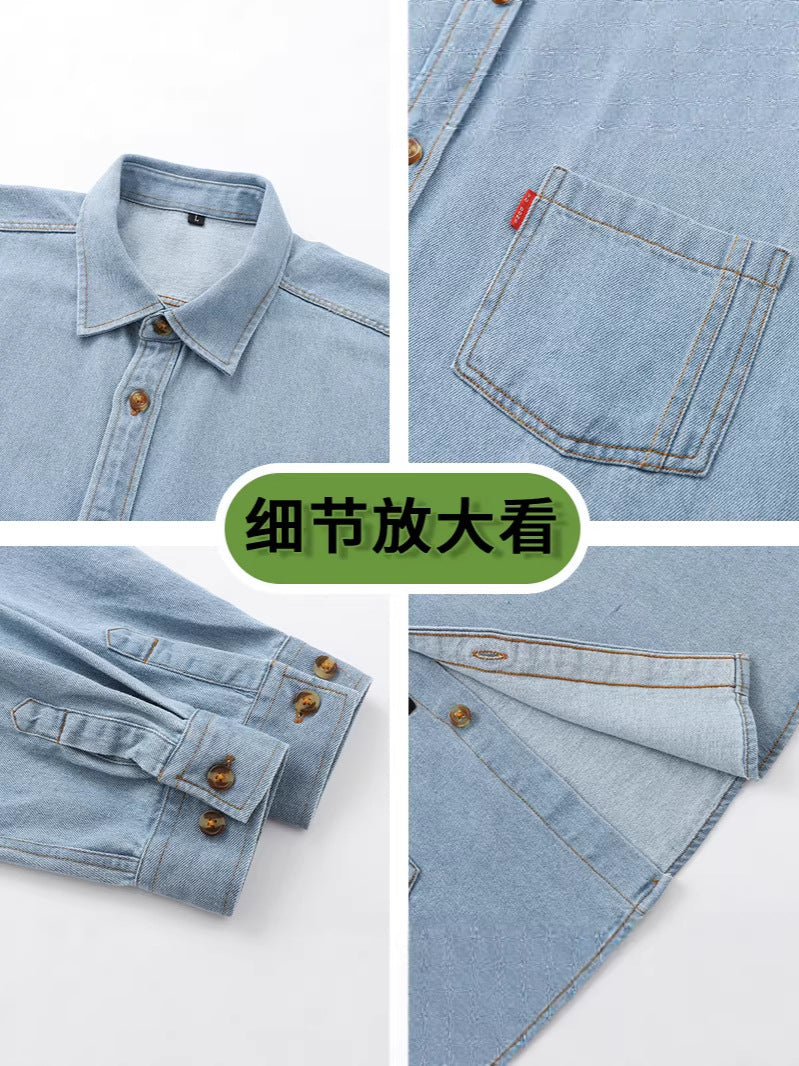 2026 spring new cross-border Men's long-sleeved denim shirt men's loose leisure workwear denim coat top