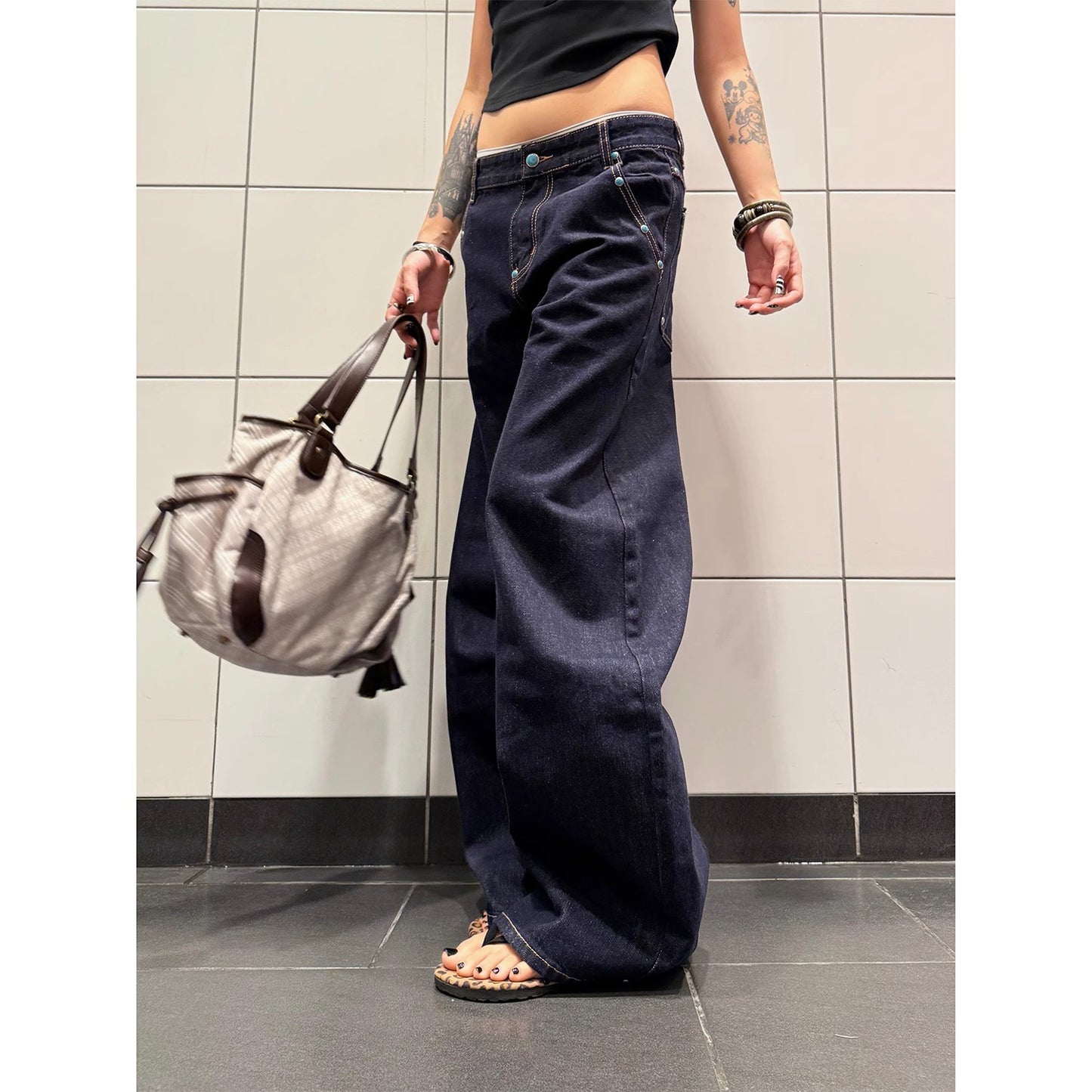 Shop American Retro Turquoise Machete Jeans at USAve Merchandise. A-line straight wide-leg pants. Free shipping over $50!