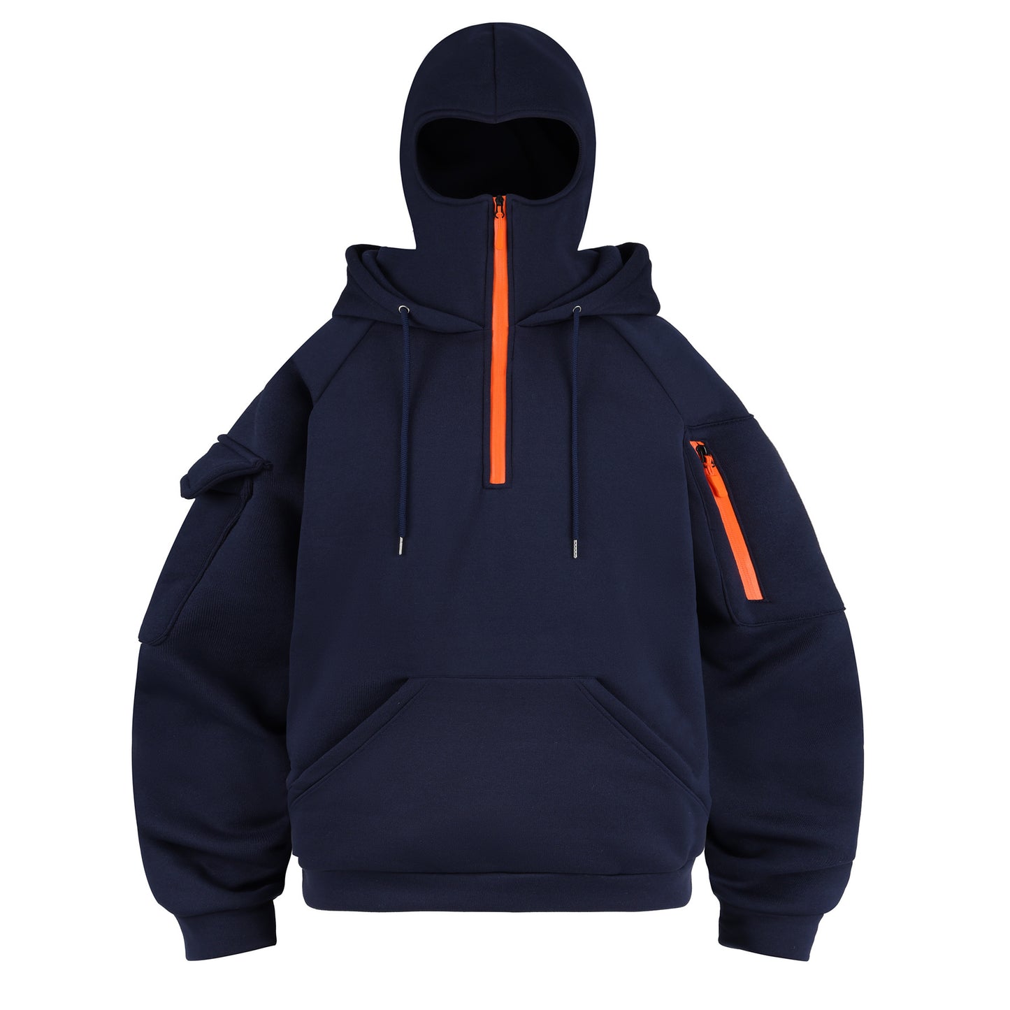 2026 cross-border new arrival men's two-piece suit double-layer hat brushed hoody multi-pocket zipper spring and autumn workwear hoodie