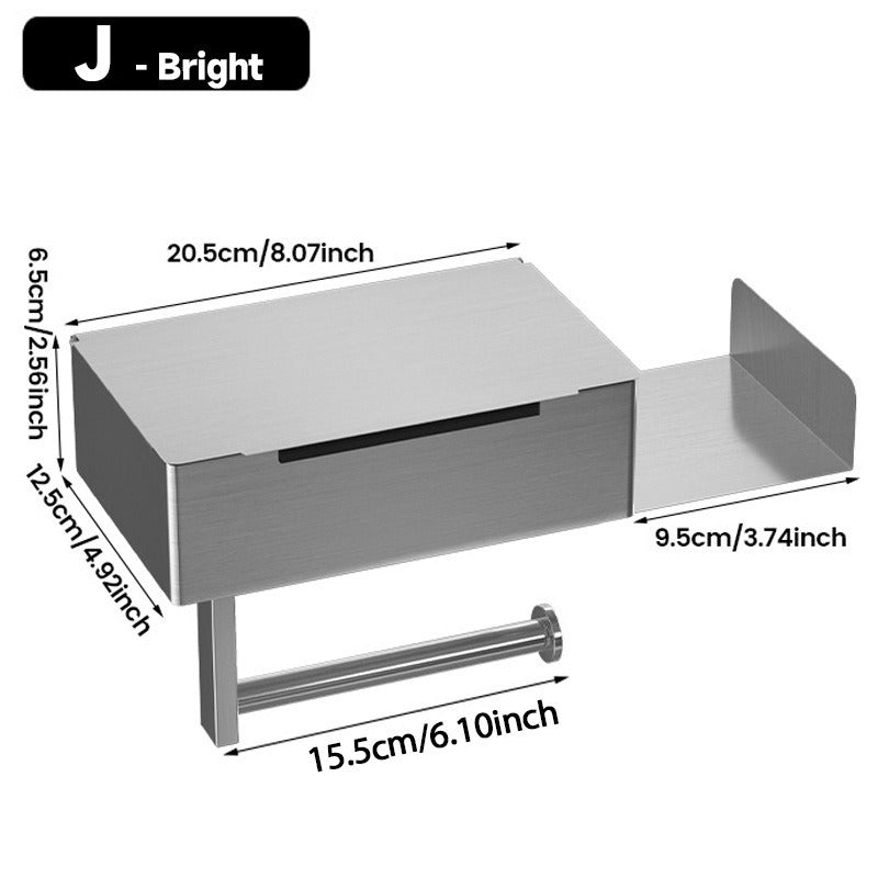 Cross-border bathroom tissue holder 304 stainless steel punch-free toilet paper holder toilet tissue box roll stand wet tissue box