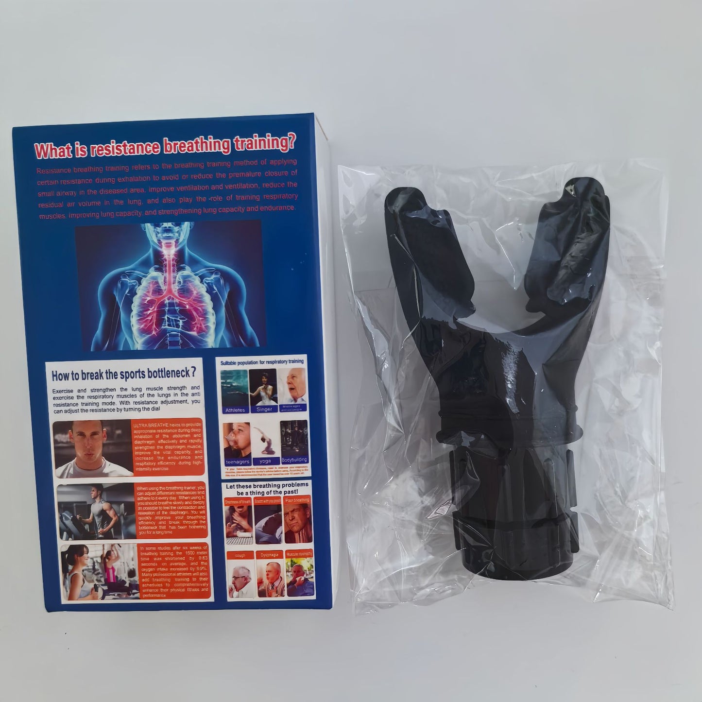 Cross-border Fitness Trainer 4-color independent packaging lung Trainer adjustable Y-shaped breathing Trainer