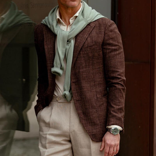 2026 cross-border foreign trade single row two button pocket suit jacket men's casual business slim-fitting suit top men