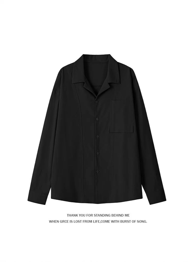 Cross-border 2026 spring new Cuban collar old money style men's loose shirt coat cotton and linen men's large size shirt fashion