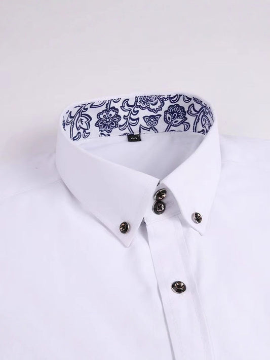 2026 new source factory cross-border blue and white porcelain shirt men's shirt inner shirt white casual men's shirt