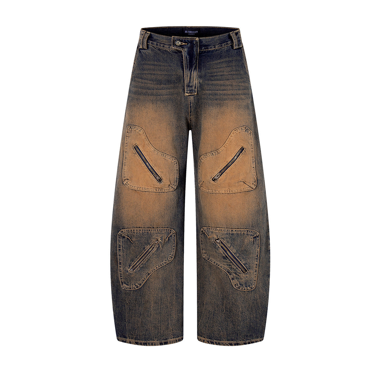 Jiayiku men's clothing 2026 new American high street RO style rust washed jeans loose cargo wide leg pants