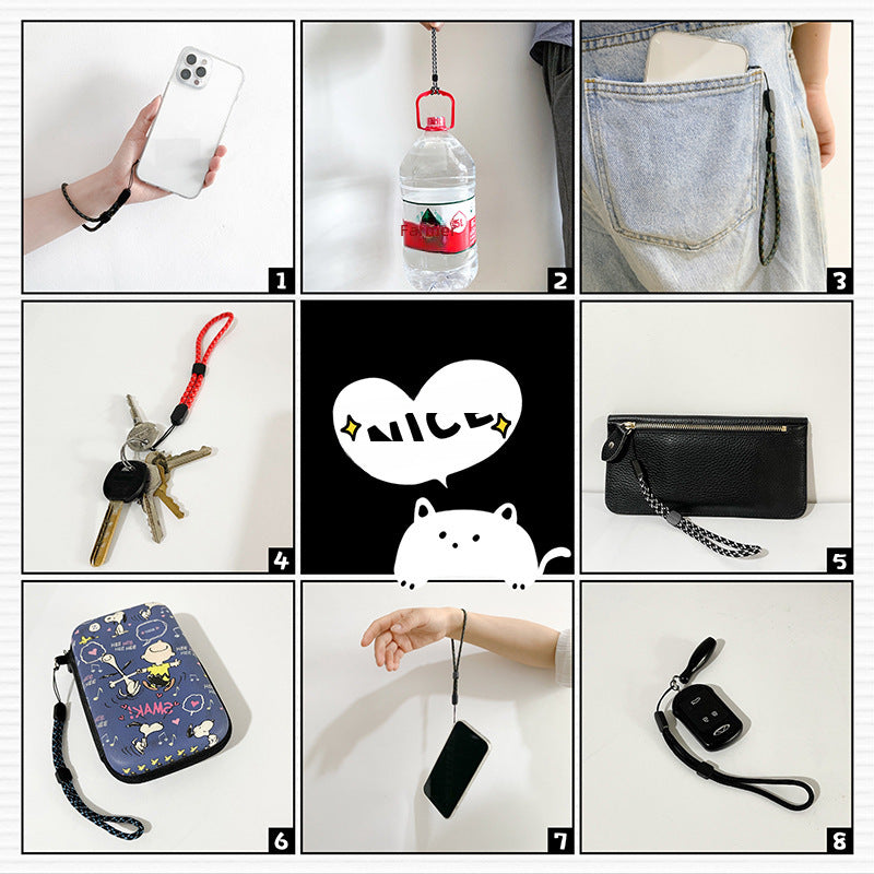 Factory wholesale adjustable mobile phone wrist lanyard multi-color optional short mobile phone strap wallet key woven lanyard
