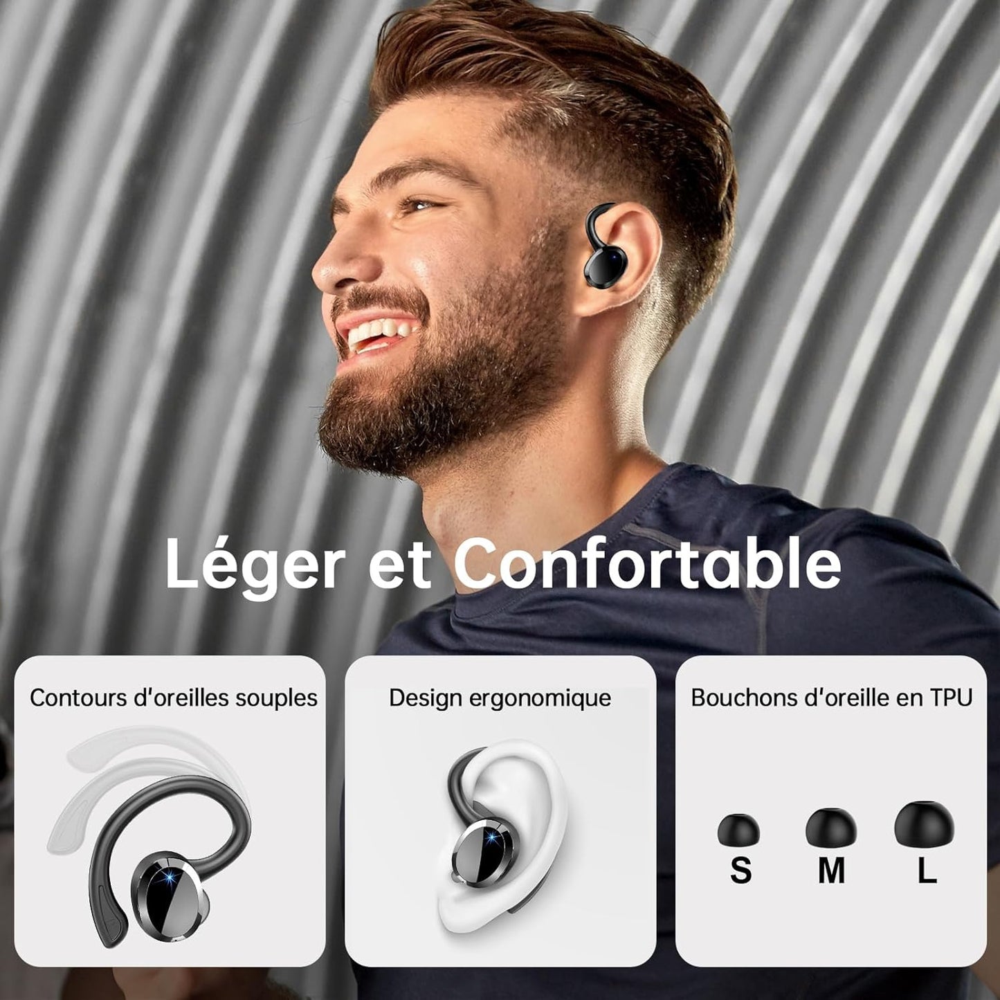 Amazon AliExpress cross-border foreign trade new Q38 ear hook wireless smart 5.2 Bluetooth headset digital display power