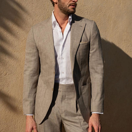 Amazon hot sale Men's linen suit slim jacket cross-border 2026 casual business fashion men's suit