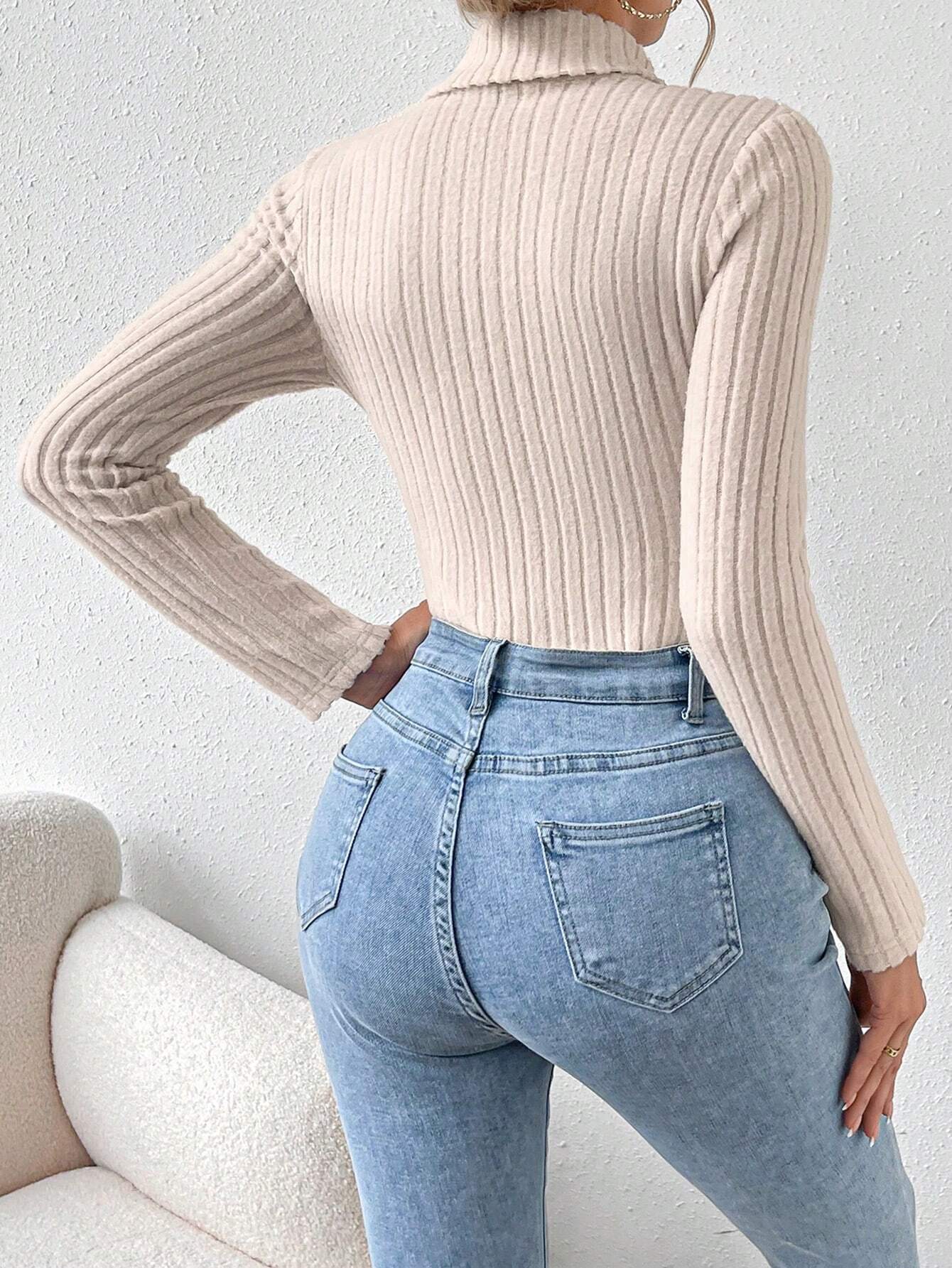 2026 autumn and winter new cross-border European and American women's clothing turtleneck long-sleeved jumpsuit slim slimming elegant bottoming top
