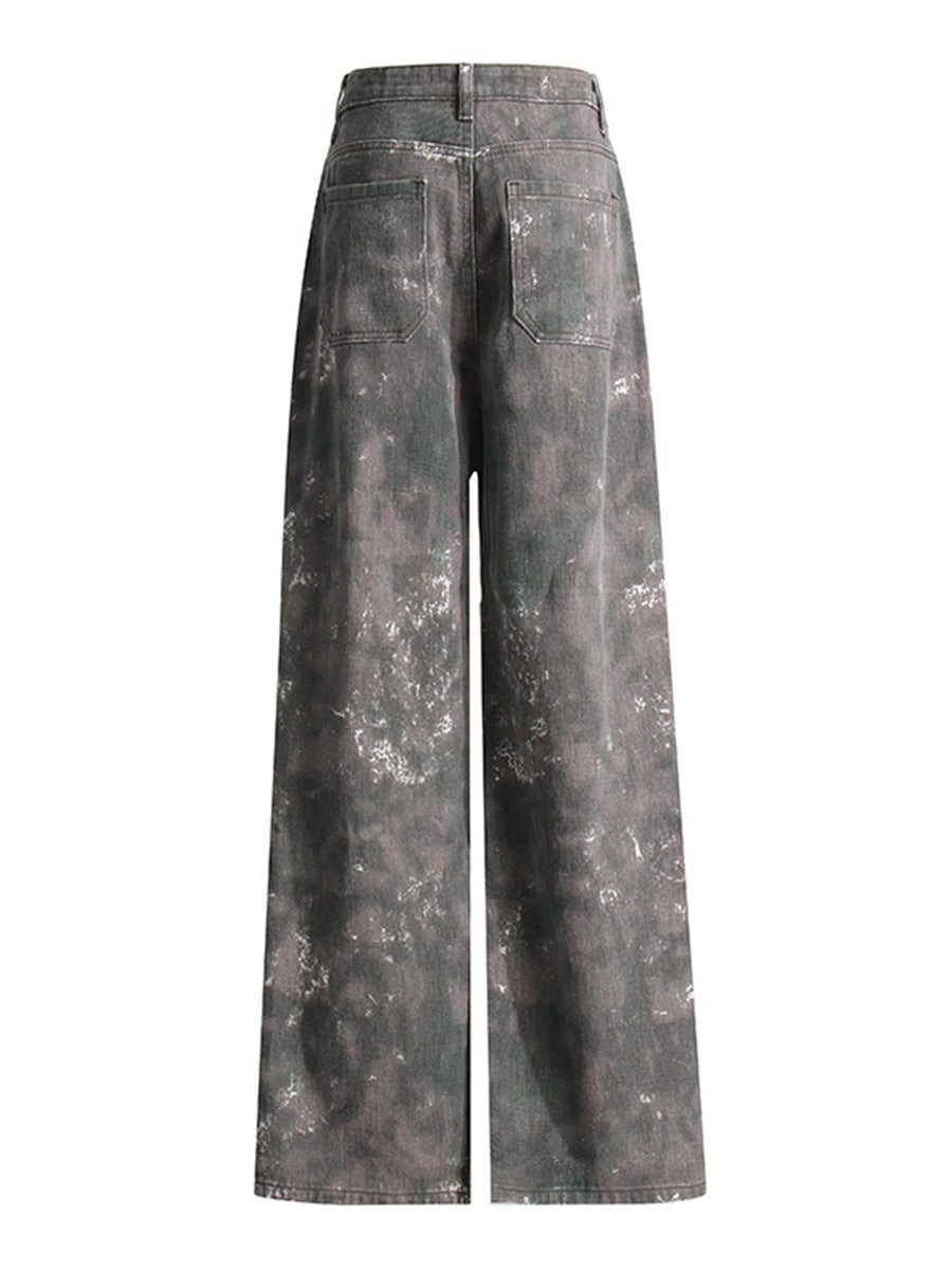American style personality jeans 2026 spring new multi-pocket design camouflage wash low waist straight cargo pants women