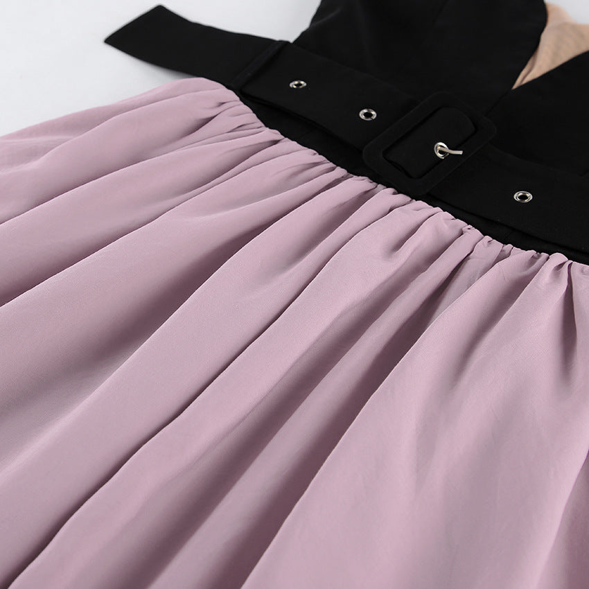 Princess style contrast color elegant evening dress for women 2026 spring/summer cross-border new arrival elegant slim strap tube top dress