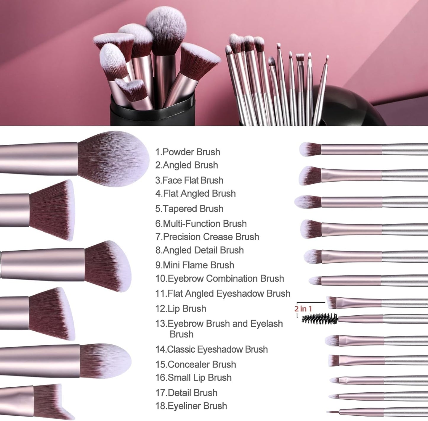 Cross-border factory 18 champagne gold makeup brushes cosmetics Amazon beauty tools eye shadow powder foundation brush brush suit