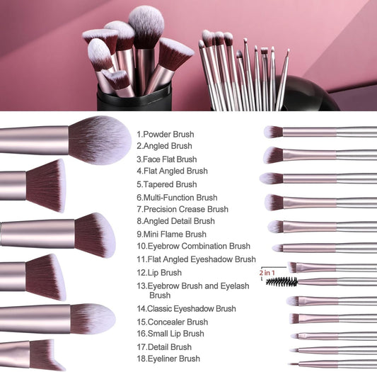 Cross-border factory 18 champagne gold makeup brushes cosmetics Amazon beauty tools eye shadow powder foundation brush brush suit