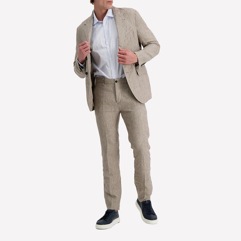2026 Europe and America cross border casual men's casual light business style jacket fashion polo collar blazer trousers suit