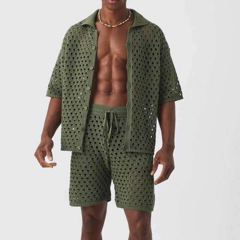 Amazon European and American 2026 cross-border spring and summer new men's casual and comfortable sports knitted suit wholesale