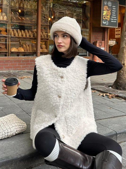 2026 spring Europe and America cross border new classic style white imitation mink vest coat women's high-grade sleeveless vest