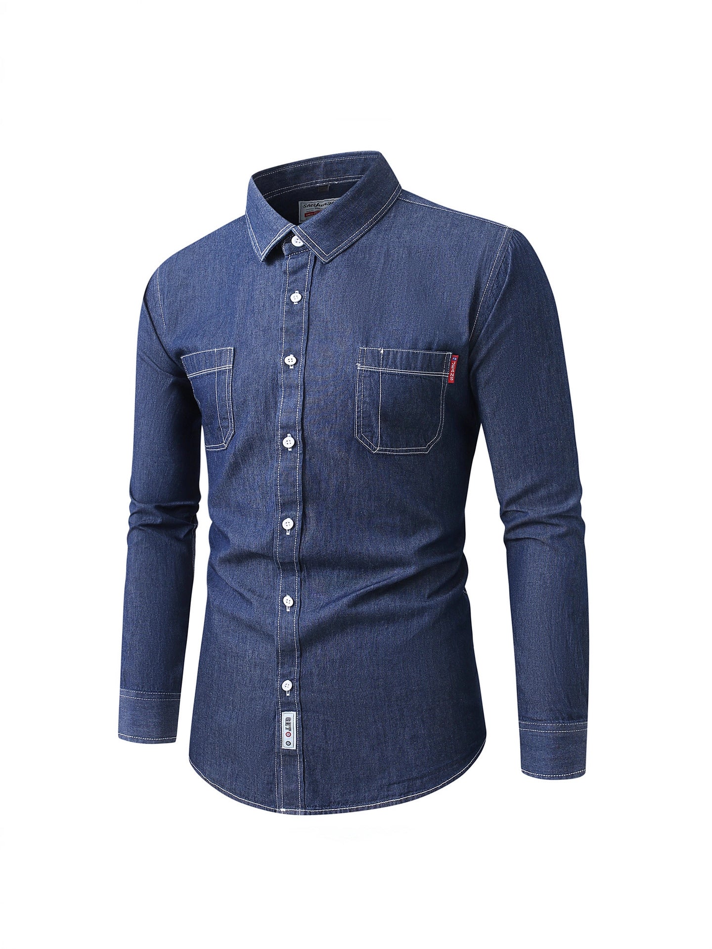 Cross-Border Men's Fashion casual denim shirt 2026 spring new foreign trade men's denim long sleeve shirt fashion