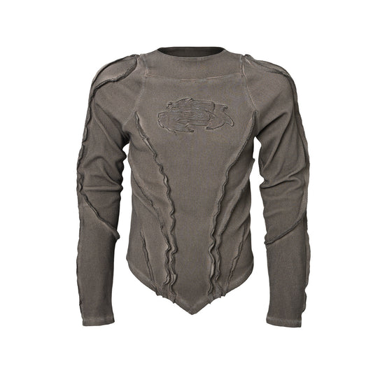 Jiayiku men's clothing 2026 new American special-shaped machine car style retro washed distressed Sports Machine personality sweater