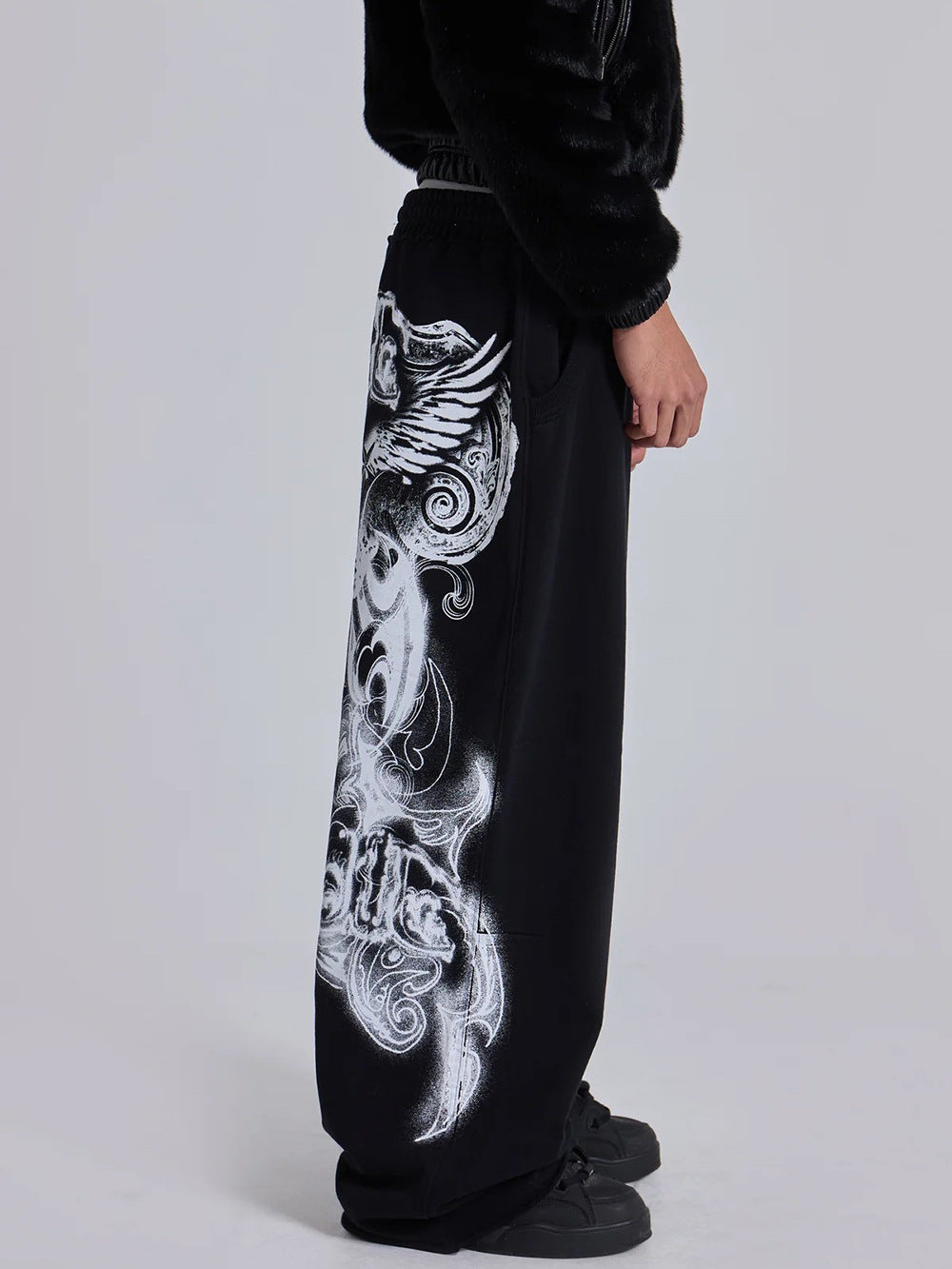 Shop 2026 Wide-Leg Printed Cotton High Waist Sweatpants at USAve Merchandise. Versatile hip hop style pants. Free shipping over $50!