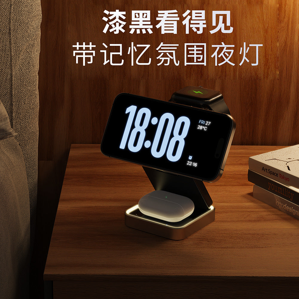 Cross-border new arrival magnetic wireless charger three-in-one fast charge for iPhone15 iPhone earphone watch