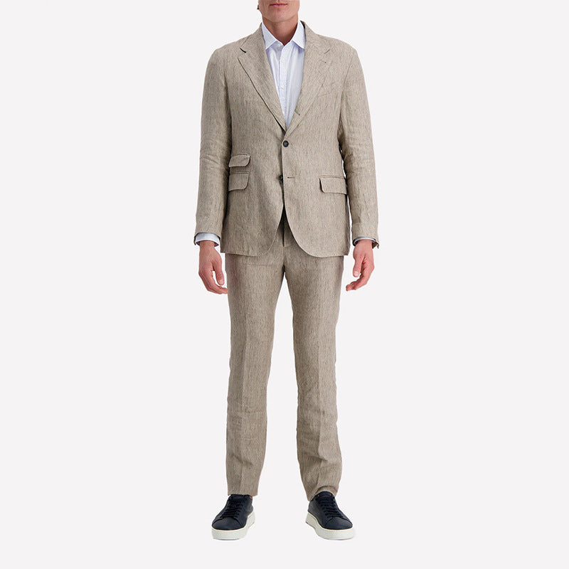 2026 Europe and America cross border casual men's casual light business style jacket fashion polo collar blazer trousers suit