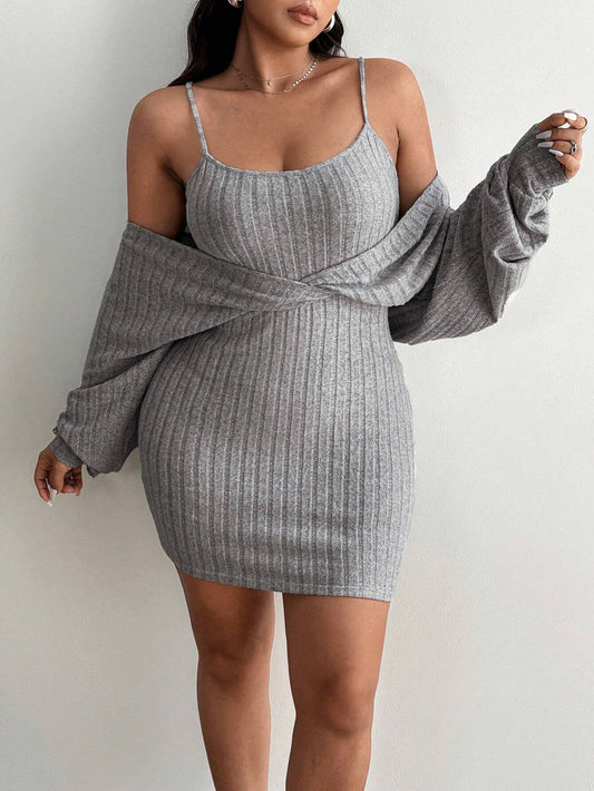 Amazon cross-border large size women's sexy pure desire dress 2026 autumn and winter new fake two-piece slimming skirt