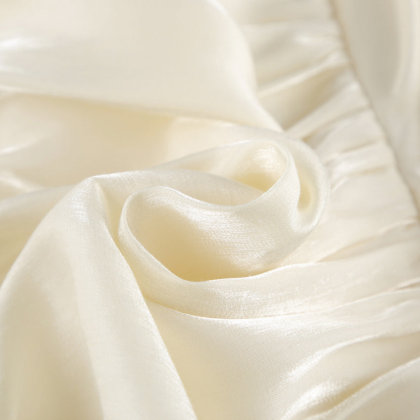Spring 2026 cross-border new arrival gold and silver silk halter waist-tight vest women's sexy off-shoulder irregular temperament top