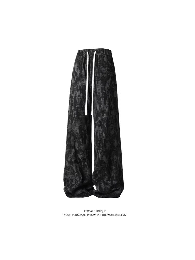 Cross-border 2026 spring new tie-dyed casual pants American retro track sweatpants men's casual long pants men's pants fashion