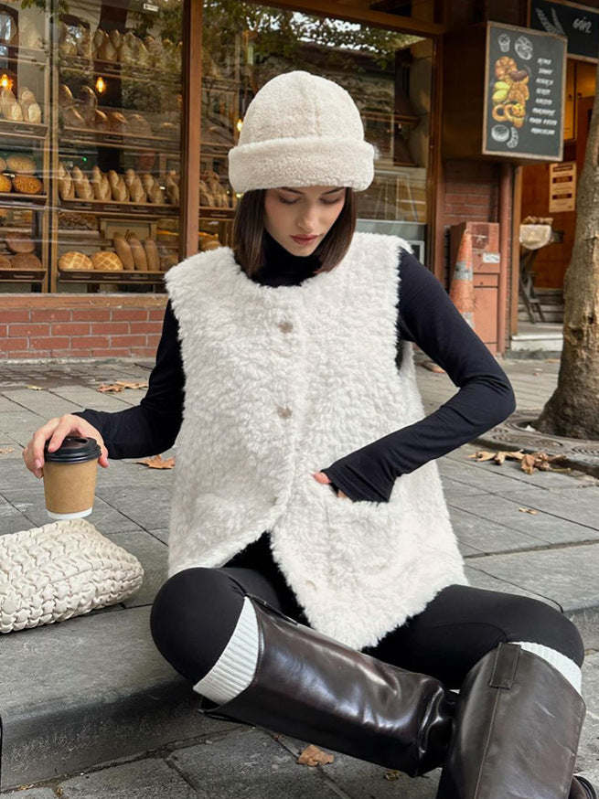 2026 spring Europe and America cross border new classic style white imitation mink vest coat women's high-grade sleeveless vest