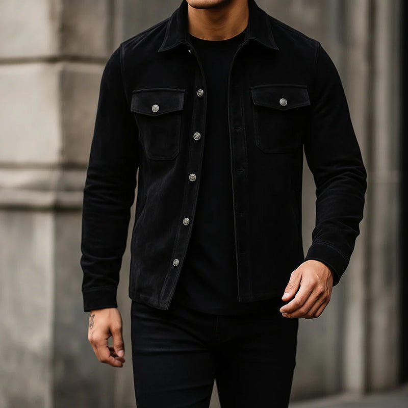 2026 autumn and winter Europe and America cross border new men's lapel with pocket shirt coat Amazon hot sale jacket men
