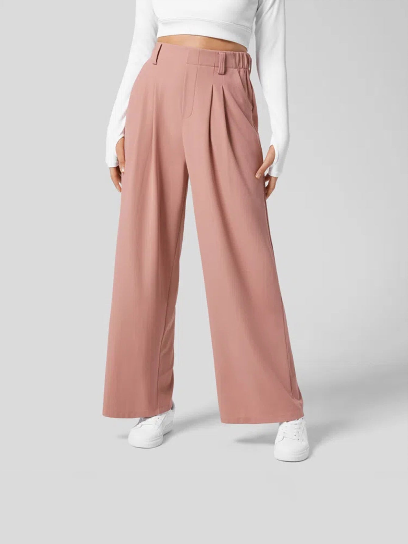 INS popular 2026 cross-border women's clothing European and American comfort and casual cover slim loose suit casual knitted pants