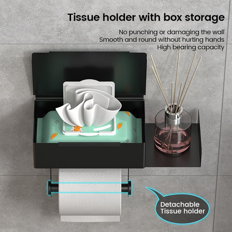 Cross-border bathroom tissue holder 304 stainless steel punch-free toilet paper holder toilet tissue box roll stand wet tissue box