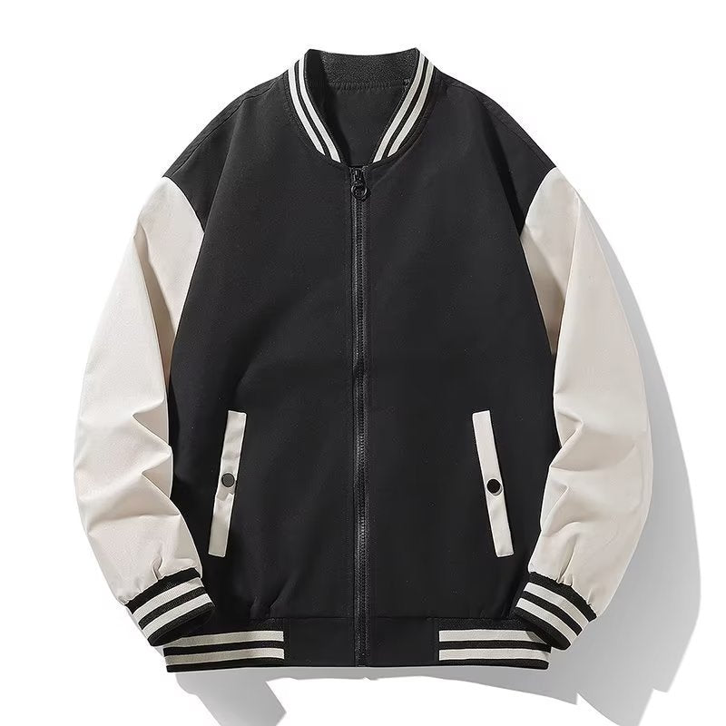 Autumn new men's casual baseball uniform all-match fashion jacket couple baseball collar campus contrast color breathable jacket