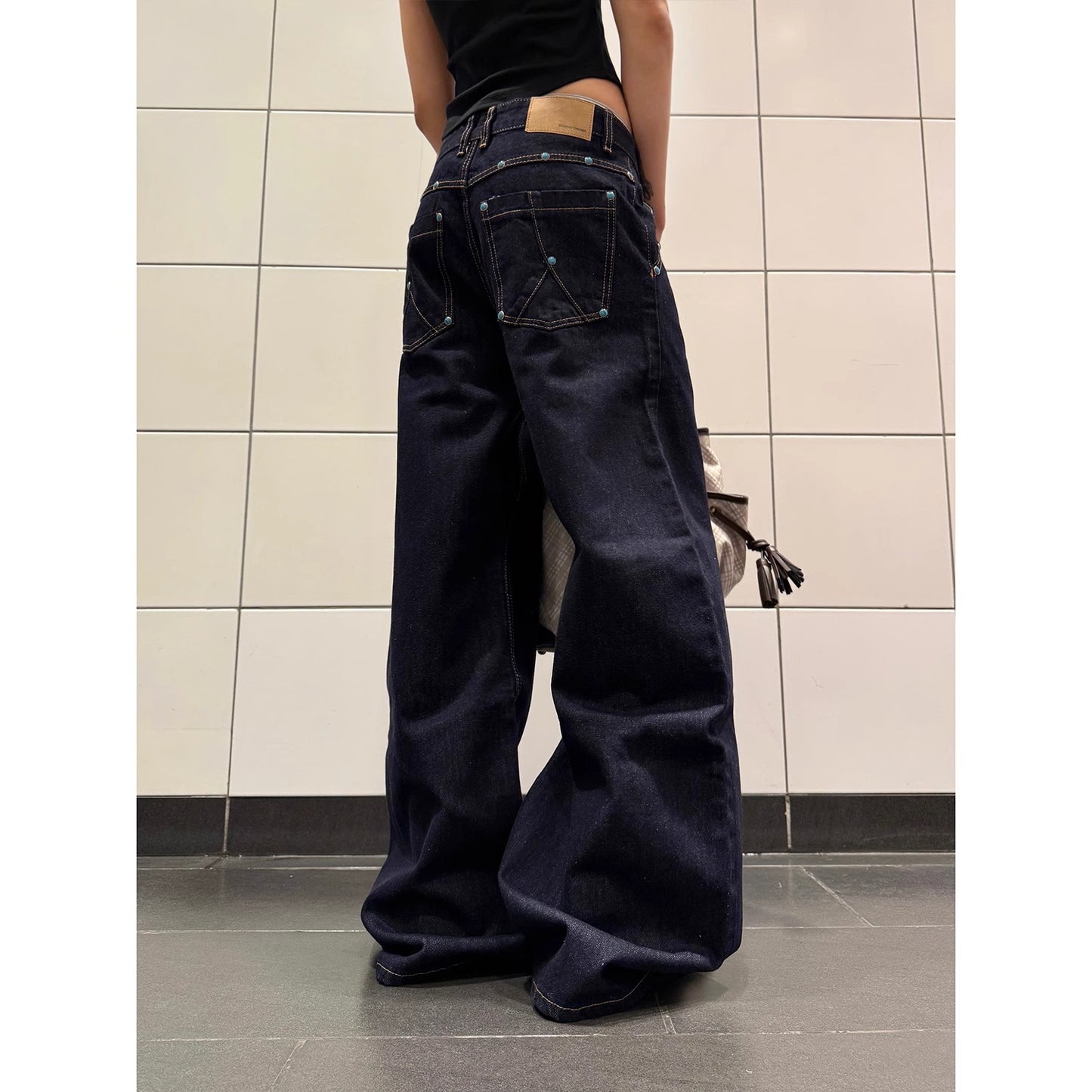 Shop American Retro Turquoise Machete Jeans at USAve Merchandise. A-line straight wide-leg pants. Free shipping over $50!