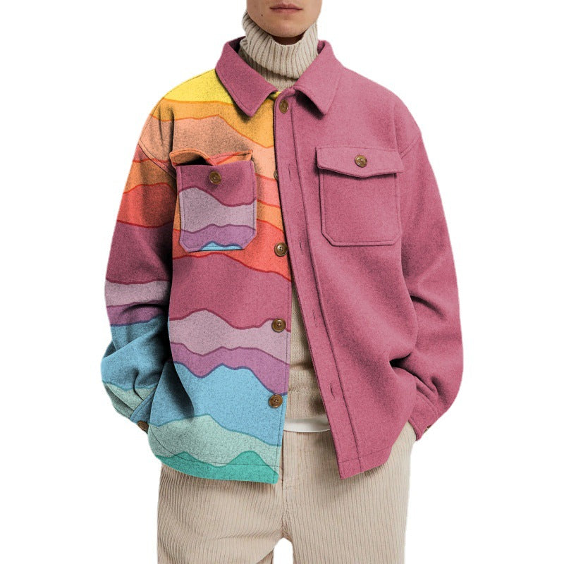 Cross-Border Men's clothing fall/winter hot-selling 2026 casual loose jacket men's fashion men's coat color printing men top
