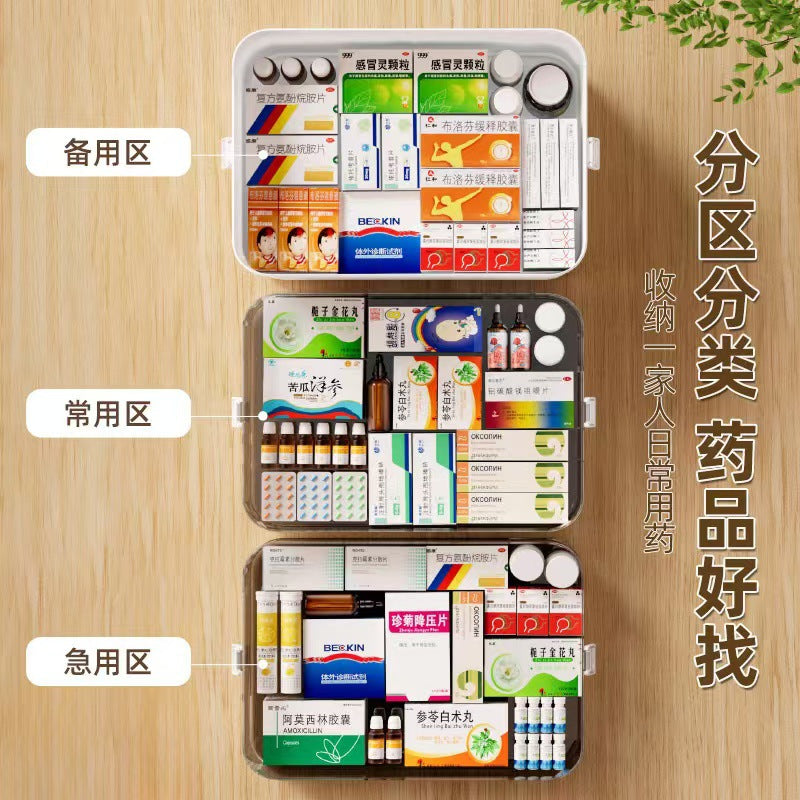Household emergency first aid kit children emergency medicine large capacity medicine box with lid sealed storage box exclusive for cross-border