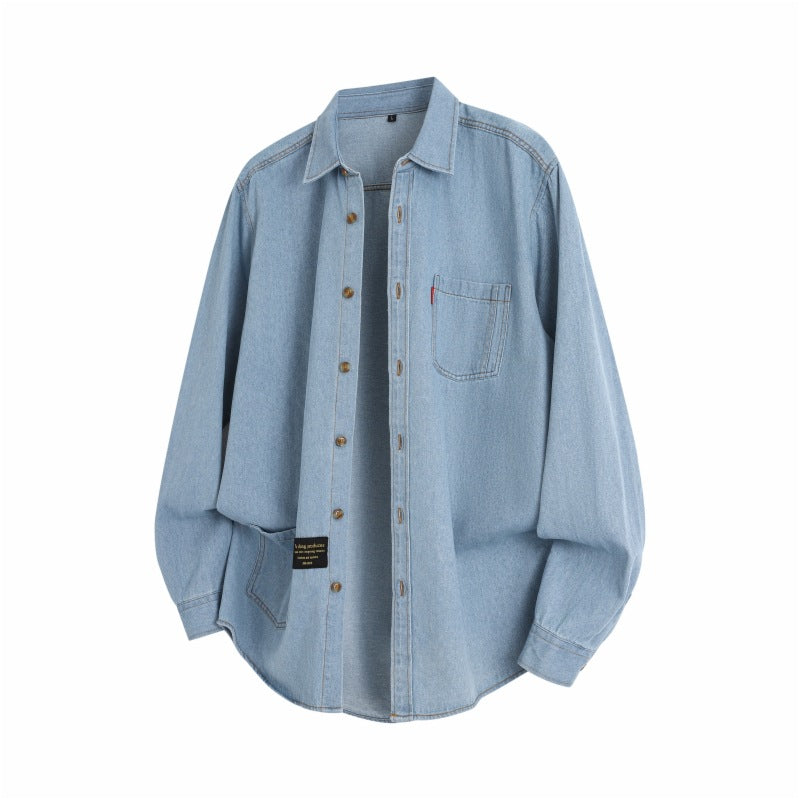 2026 spring new cross-border Men's long-sleeved denim shirt men's loose leisure workwear denim coat top