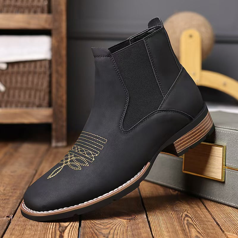 2025 new cross-border foreign trade Men's Boots unique embroidered Chelsea Boots Men's Boots
