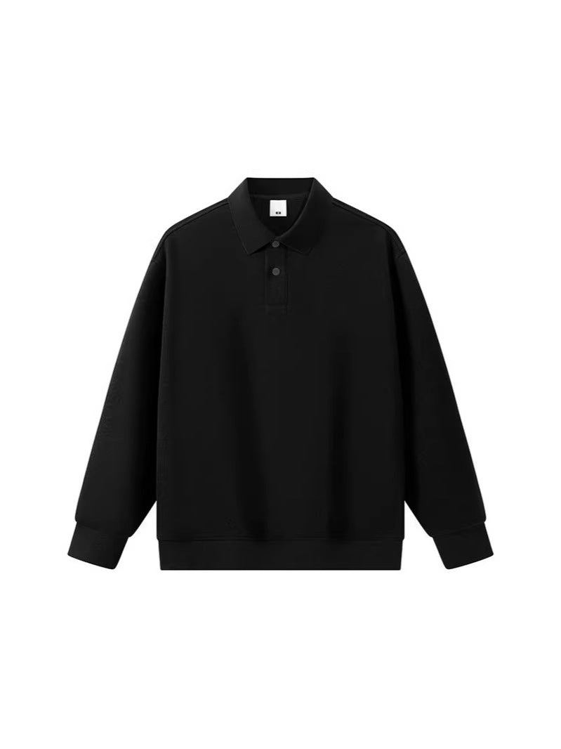 Sparkling Style solid color loose long sleeves polot shirt men's lapel polo shirt cross-border 2026 spring new men's top