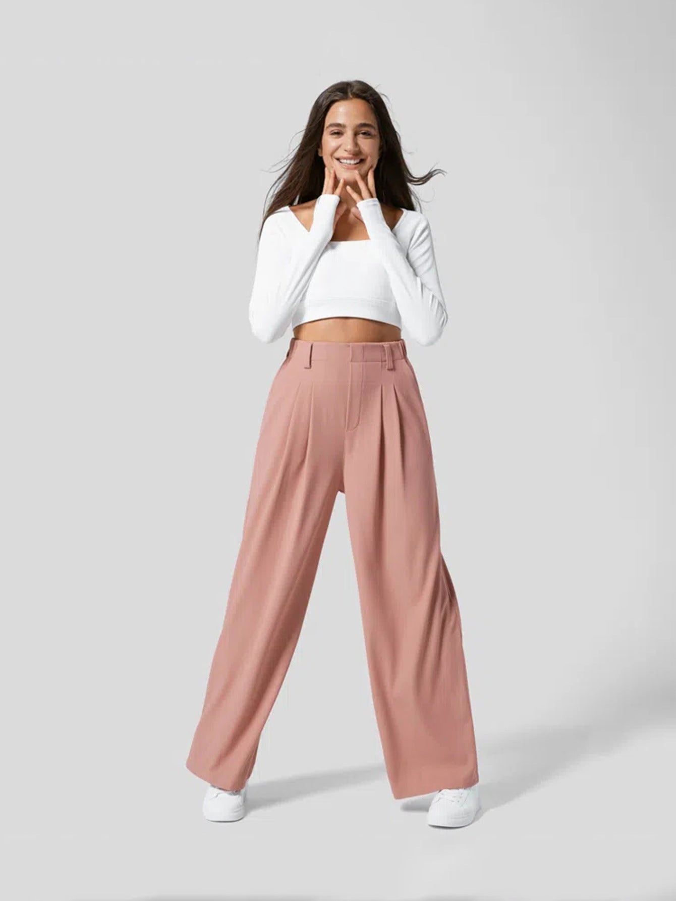 INS popular 2026 cross-border women's clothing European and American comfort and casual cover slim loose suit casual knitted pants