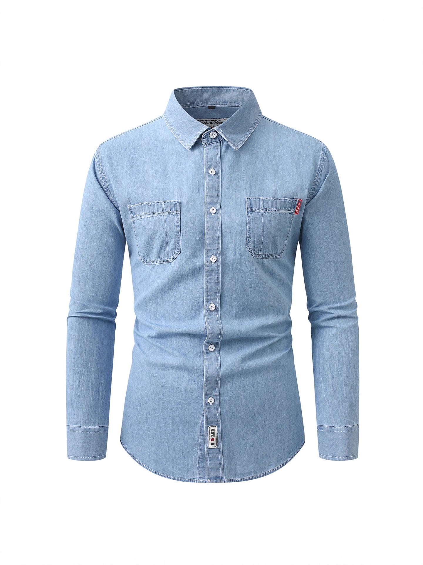 Cross-Border Men's Fashion casual denim shirt 2026 spring new foreign trade men's denim long sleeve shirt fashion