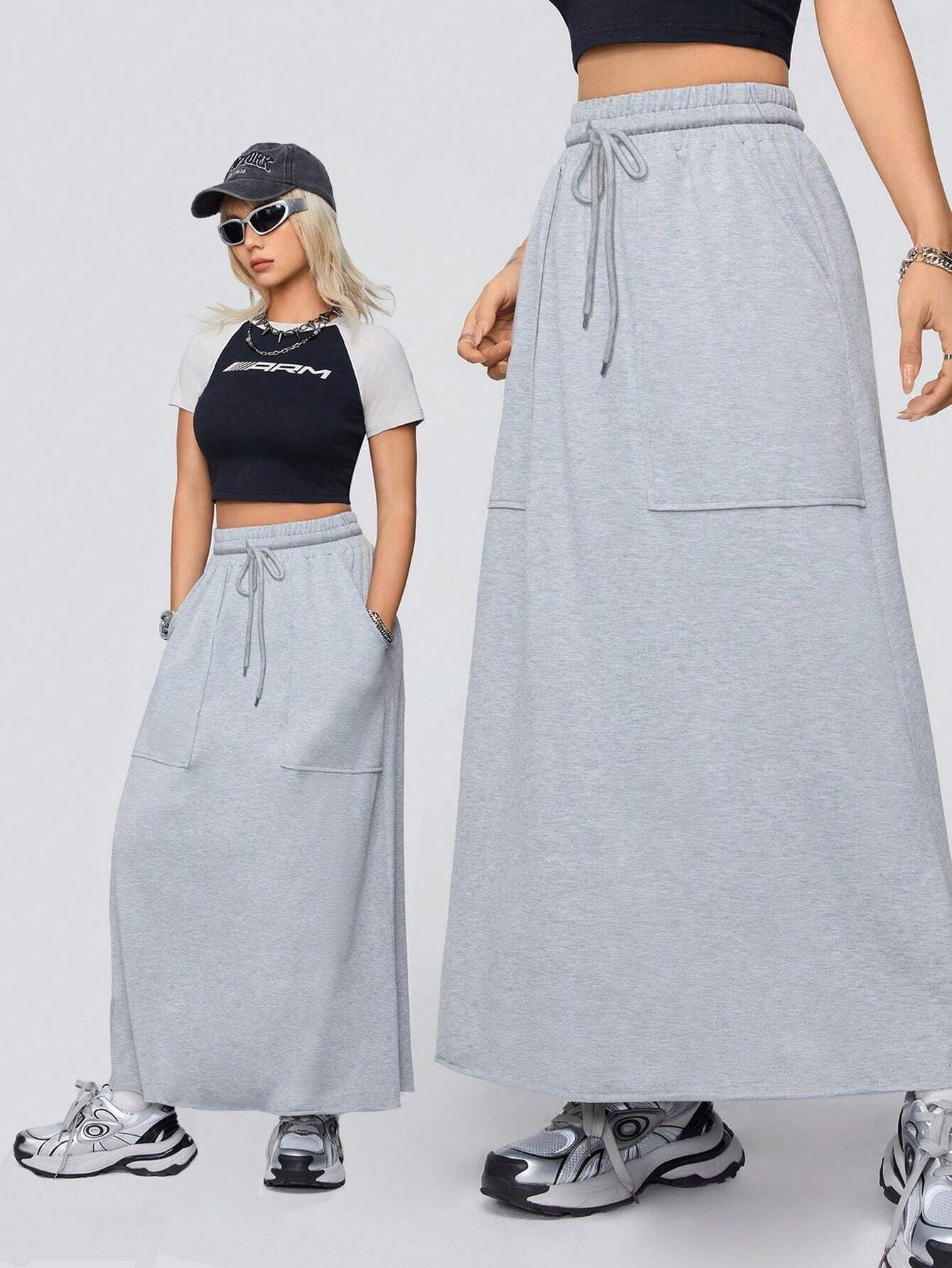 Amazon 2026 Europe and America cross border women's fashion casual knitted sweater small A swing loose Sports Skirt