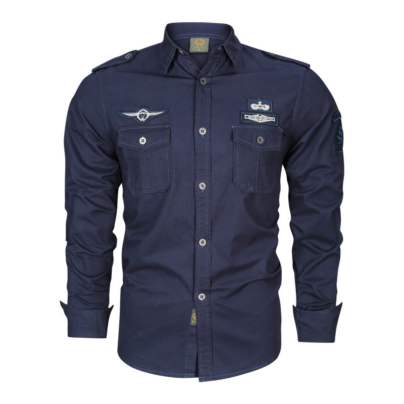 2026 new military fans casual single-breasted tactical shirt long sleeve shirt workwear training men's breathable shirt