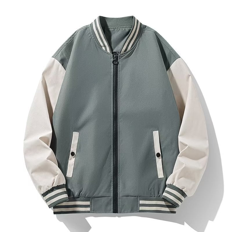 Autumn new men's casual baseball uniform all-match fashion jacket couple baseball collar campus contrast color breathable jacket