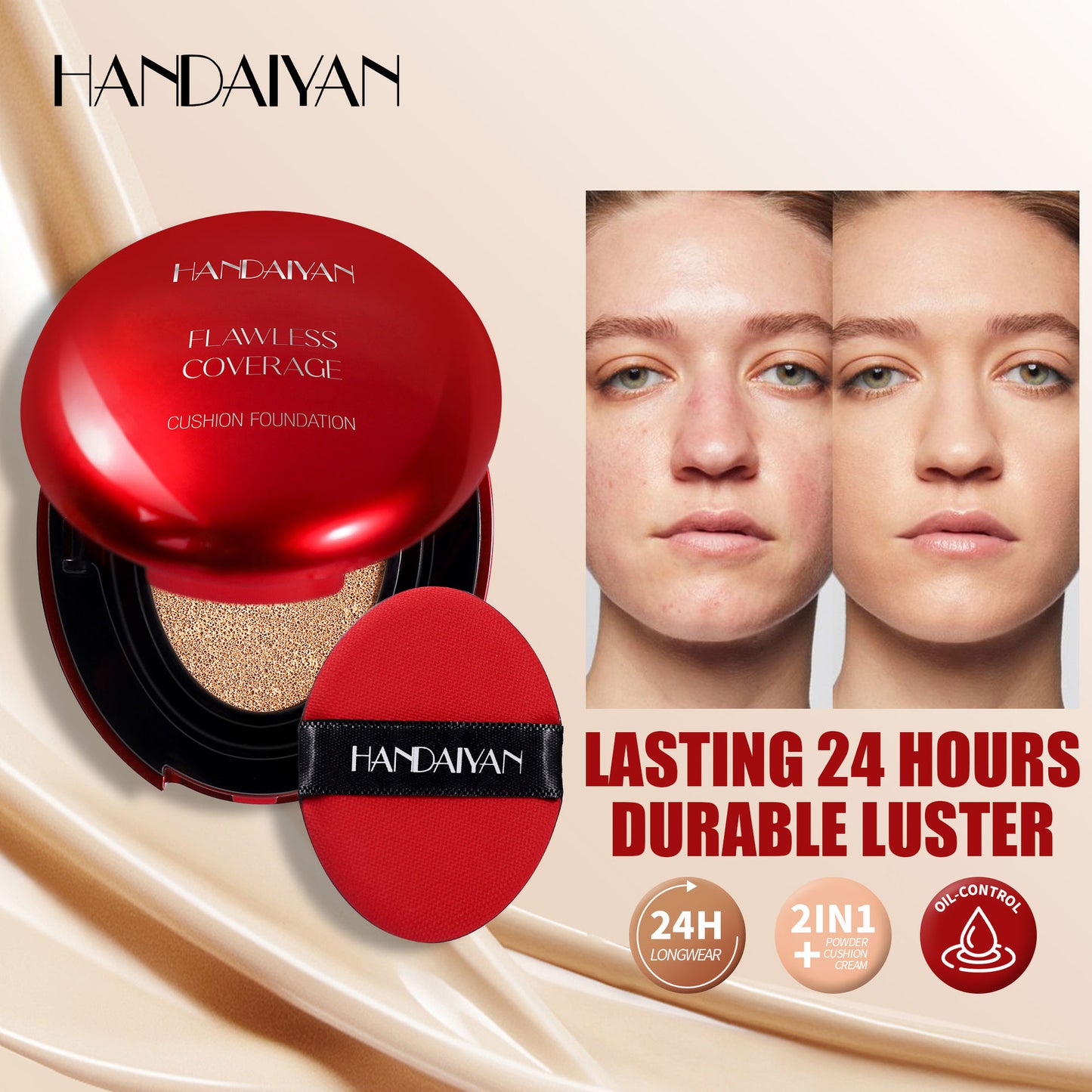 Shop Handaiyan 5-Color Oval Cushion Liquid Foundation at USAve Merchandise. Clear natural concealer repair. Free shipping over $50!