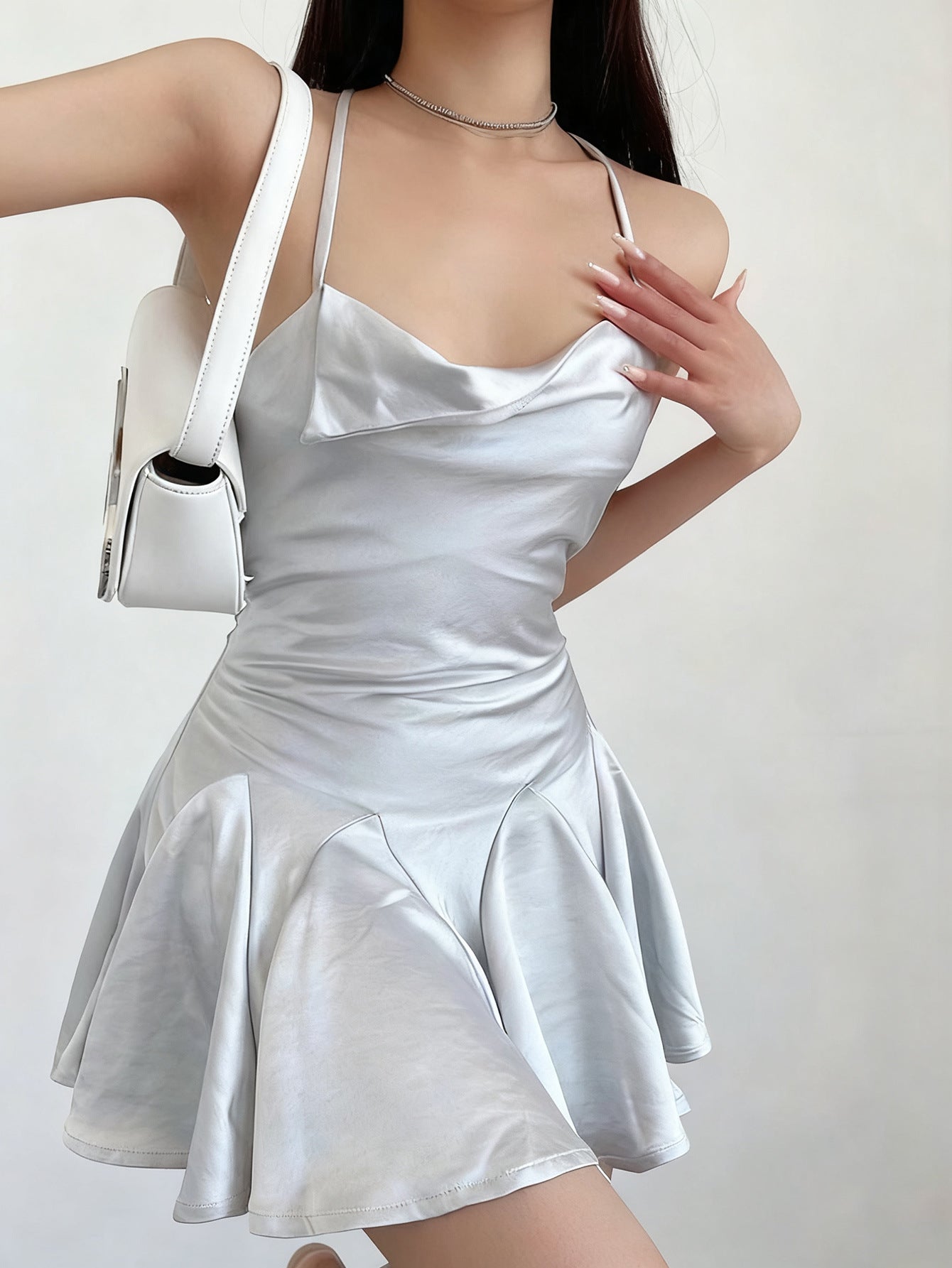 2026 cross-border new arrival dress European and American Foreign Trade women's clothing design sense solid color sexy backless slip dress High sense