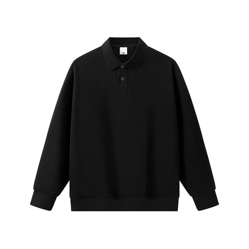 Sparkling Style solid color loose long sleeves polot shirt men's lapel polo shirt cross-border 2026 spring new men's top