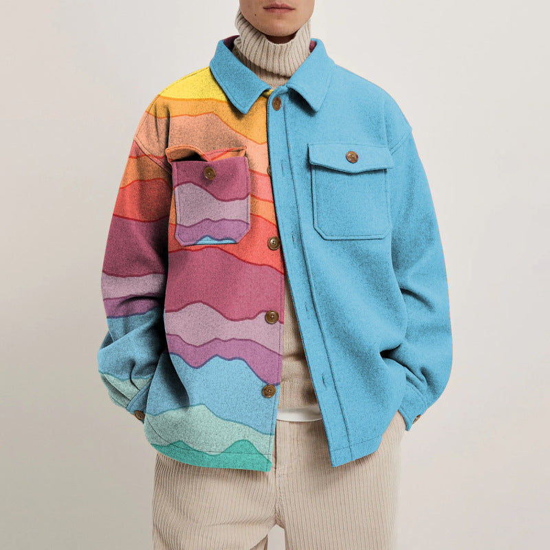 Cross-Border Men's clothing fall/winter hot-selling 2026 casual loose jacket men's fashion men's coat color printing men top