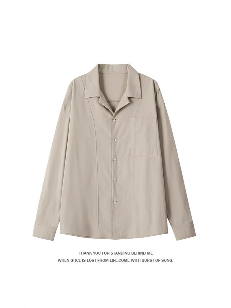Cross-border 2026 spring new Cuban collar old money style men's loose shirt coat cotton and linen men's large size shirt fashion